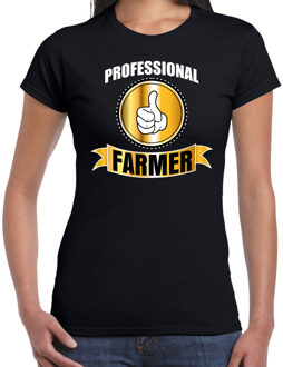 Bellatio Decorations Professional farmer / professionele boerin t-shirt zwart dames - Boerin cadeau shirt 2XL