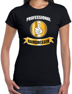 Bellatio Decorations Professional hairdresser / professionele kapster t-shirt zwart dames - Kapster cadeau shirt XS