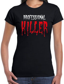 Bellatio Decorations Professional killer horror shirt zwart voor dames - verkleed t-shirt L