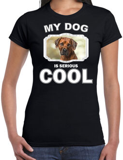 Bellatio Decorations Pronkruggen honden t-shirt my dog is serious cool zwart - dames - Rhodesische pronkrug  liefhebber cadeau shirt 2XL