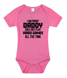 Bellatio Decorations Proof daddy does not only play games cadeau baby rompertje roze meisjes 80 (9-12 maanden)