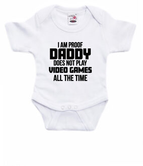 Bellatio Decorations Proof daddy does not only play games cadeau baby rompertje wit jongen/meisje 92 (18-24 maanden)
