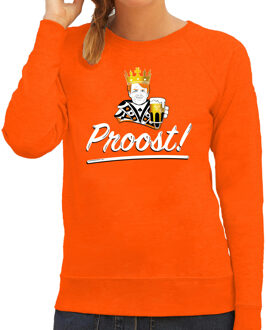 Bellatio Decorations Proost sweater oranje voor dames - Koningsdag truien 2XL - Feesttruien