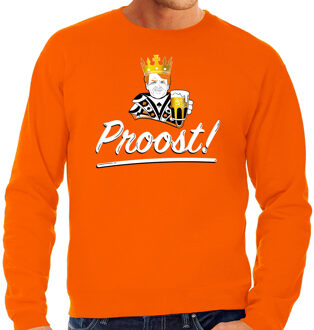 Bellatio Decorations Proost sweater oranje voor heren - Koningsdag truien 2XL - Feesttruien