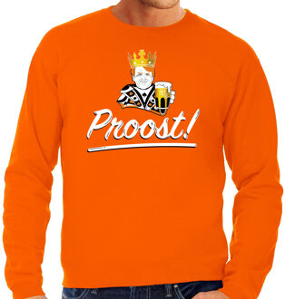 Bellatio Decorations Proost sweater oranje voor heren - Koningsdag truien