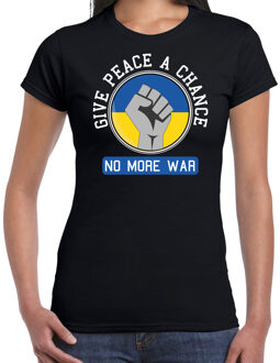 Bellatio Decorations Protest T-shirt voor dames - Oekraine - give peace a chance, no more war - zwart - vrede S