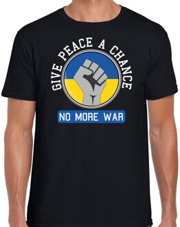 Bellatio Decorations Protest T-shirt voor heren - Oekraine - give peace a chance, no more war - zwart - vrede