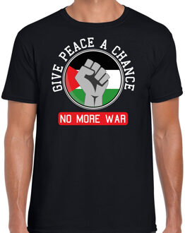 Bellatio Decorations Protest T-shirt voor heren - Palestina - give peace a chance, no more war - zwart - vrede