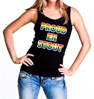 Bellatio Decorations Proud en stout gaypride tanktop/mouwloos shirt zwart voor dames M