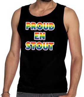 Bellatio Decorations Proud en stout/mouwloos shirt gay pride tanktop zwart heren 2XL