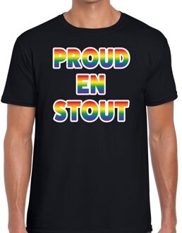 Bellatio Decorations Proud en stout regenboog gaypride shirt zwart voor heren 2XL