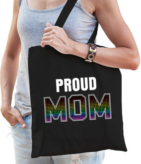 Bellatio Decorations Proud mom / trotse moeder regenboog cadeau tas zwart voor dames