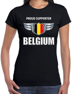 Bellatio Decorations Proud supporter Belgium / Belgie t-shirt zwart voor dames - landen supporter shirt / kleding - songfestival / EK / WK 2XL