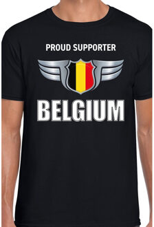 Bellatio Decorations Proud supporter Belgium / Belgie t-shirt zwart voor heren - landen supporter shirt / kleding - Songfestival / EK / WK 2XL