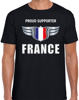 Bellatio Decorations Proud supporter France / Frankrijk t-shirt zwart voor heren 2XL