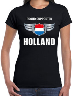 Bellatio Decorations Proud supporter Holland / Nederland t-shirt zwart voor dames - landen supporter shirt / kleding - EK / WK / songfestival 2XL