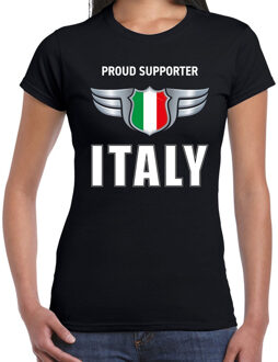 Bellatio Decorations Proud supporter Italy / Italie t-shirt zwart voor dames XS