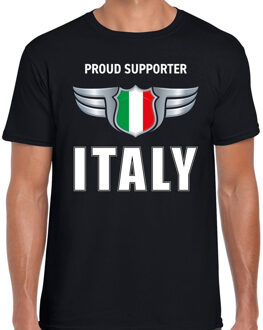 Bellatio Decorations Proud supporter Italy / Italie t-shirt zwart voor heren 2XL