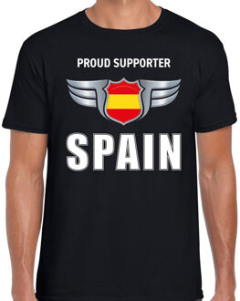 Bellatio Decorations Proud supporter Spain / Spanje t-shirt zwart voor heren 2XL