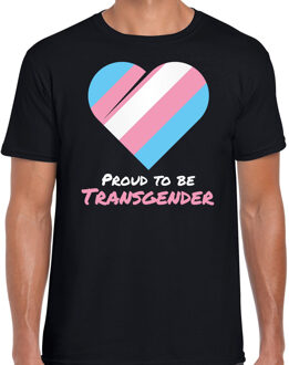 Bellatio Decorations Proud to be transgender pride vlag hartje / LHBT t-shirt zwart voor heren L