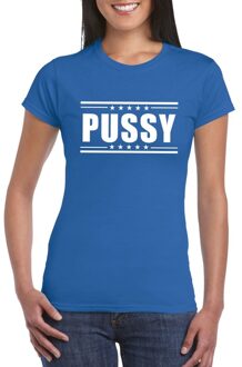 Bellatio Decorations Pussy t-shirt blauw dames S