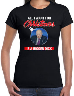 Bellatio Decorations Putin All I want for Christmas fout Kerstshirt zwart voor dames XS