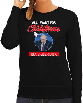 Bellatio Decorations Putin All I want for Christmas foute Kerst sweater / trui zwart voor dames 2XL