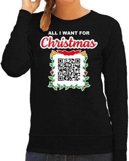 Bellatio Decorations QR code gay kersttrui Een lekker wijf dames zwart - Bellatio Christmas sweaters XS - kerst truien