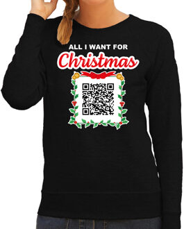 Bellatio Decorations QR code kersttrui Stappen zonder QR code dames zwart - Bellatio Christmas sweaters XL - kerst truien