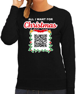 Bellatio Decorations QR code kersttrui You naked/ Jij naakt dames zwart - Bellatio Christmas sweaters 2XL - kerst truien