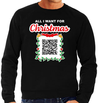 Bellatio Decorations QR code kersttrui You naked/ Jij naakt heren zwart - Bellatio Christmas sweaters 2XL - kerst truien