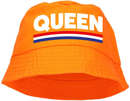 Bellatio Decorations Queen bucket hat / zonnehoedje oranje voor Koningsdag/ EK/ WK