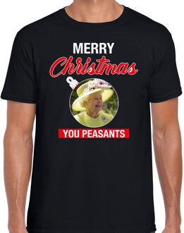 Bellatio Decorations Queen/koningin Merry Christmas peasants fout Kerstshirt zwart voor dames 2XL