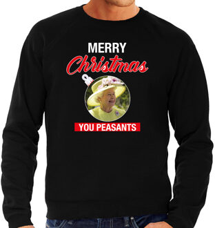 Bellatio Decorations Queen/koningin Merry Christmas peasants foute Kerst sweater / trui zwart voor heren 2XL