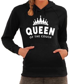 Bellatio Decorations Queen of the couch fun hoodie voor dames zwart