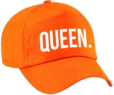 Bellatio Decorations Queen pet / cap oranje met witte letters voor dames Holland / Koningsdag - Verkleedhoofddeksels