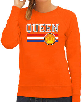 Bellatio Decorations Queen sweater oranje voor dames - Koningsdag truien 2XL - Feesttruien