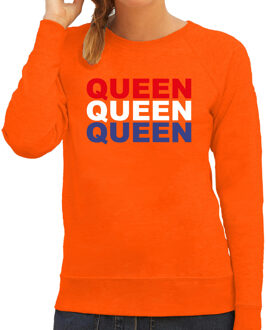 Bellatio Decorations Queen sweater oranje voor dames - Koningsdag truien 2XL - Feesttruien