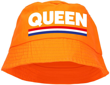 Bellatio Decorations Queen vissershoedje / bucket hat oranje voor EK/ WK/ Holland fans - Verkleedhoofddeksels