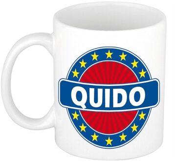 Bellatio Decorations Quido voornaam koffiemok - beker - wit/blauw - 300 ml - Cadeau - Heren - Collega - Vaderdag Multi