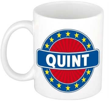 Bellatio Decorations Quint voornaam koffiemok - beker - wit/blauw - 300 ml - Cadeau - Heren - Collega - Vaderdag