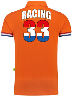 Bellatio Decorations Racing 33 autocoureur / autosport supporter polo shirt oranje luxe kwaliteit - 200 gram katoen - voor heren 2XL