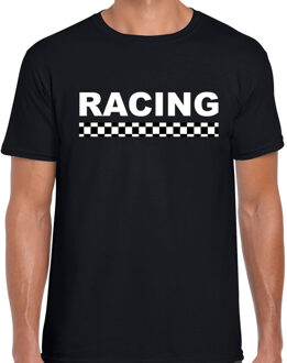 Bellatio Decorations Racing coureur supporter / finish vlag t-shirt zwart voor heren 2XL