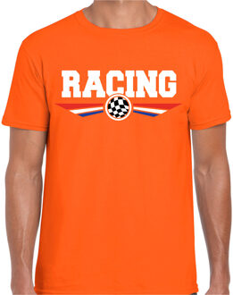 Bellatio Decorations Racing coureur supporter t-shirt met Nederlandse vlag oranje voor heren