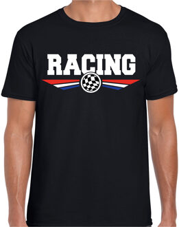 Bellatio Decorations Racing coureur supporter t-shirt met Nederlandse vlag zwart voor heren 2XL