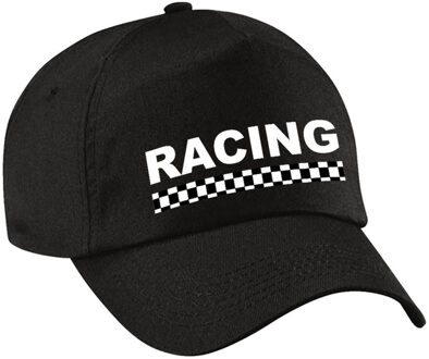 Bellatio Decorations Racing / finish vlag verkleed pet zwart voor dames en heren - Racing team baseball cap - carnaval / kostuum