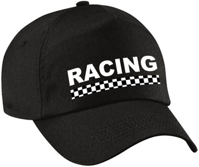 Bellatio Decorations Racing / finish vlag verkleed pet zwart voor volwassenen