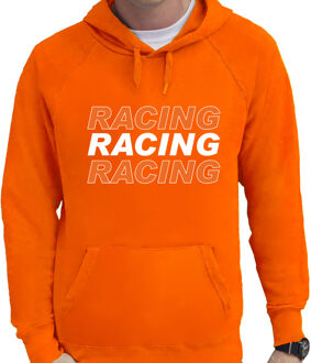 Bellatio Decorations Racing supporter / race fan hoodie / hooded sweater oranje voor heren 2XL