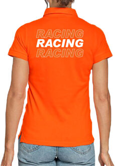 Bellatio Decorations Racing supporter / race fan polo shirt oranje voor dames L - Feestshirts