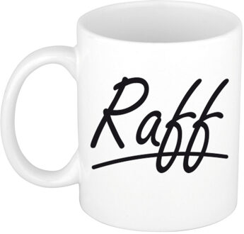 Bellatio Decorations Raff Naam koffiemok - beker - met sierlijke letters - wit - 300 ml - Cadeau - Heren